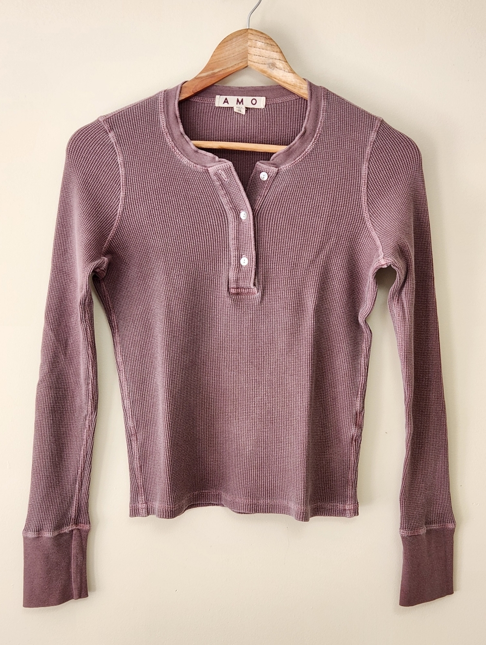 AMO Waffle Thermal Long Sleeve Henley - XS